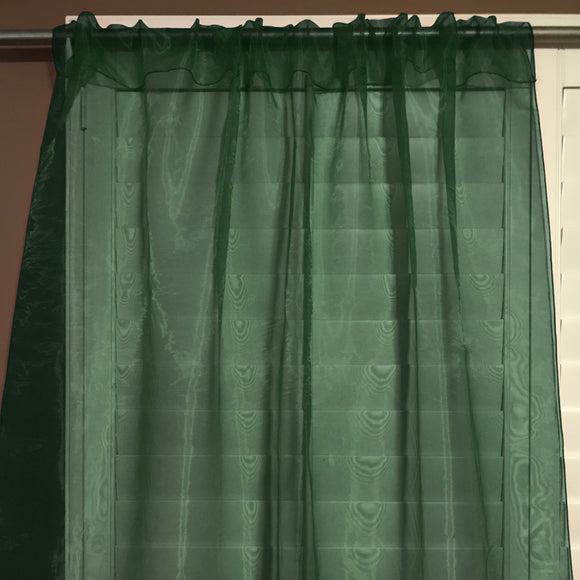 Sheer Tinted Organza Solid Single Curtain Panel 58 Inch Wide Hunter Green