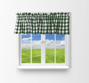 Cotton Gingham Checkered Window Valance 58" Wide - Hunter Green