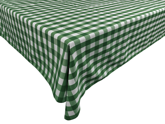 Polyester Poplin Gaberdine Durable Tablecloth Gingham Checkered Plaid Hunter Green