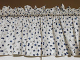 Cotton Window Valance Floral Print 58 Inch Wide Butterfly - Blue