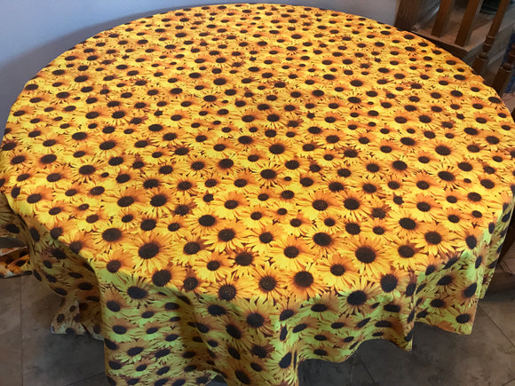 Cotton Tablecloth Floral Print Sunflowers Allover