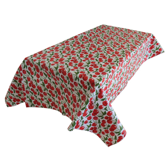 Cherries PVC Plastic Tablecloth / Table Cover with Nonslip Flannel Backing