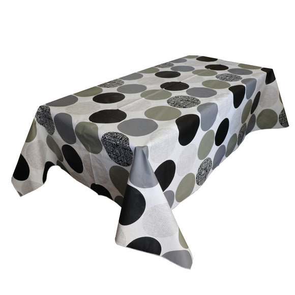 Large Dark Circles PVC Plastic Tablecloth / Table Cover with Nonslip Flannel Backing