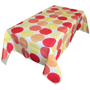 Large Warm Circles PVC Plastic Tablecloth / Table Cover with Nonslip Flannel Backing