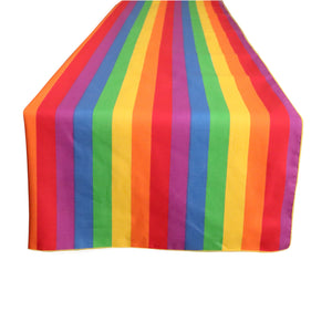 Cotton Print Table Runner 1 Inch Wide Stripes Rainbow