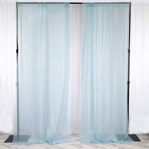 Sheer Chiffon Curtain Panel 58 Inch Wide Window Treatment - Ice Blue