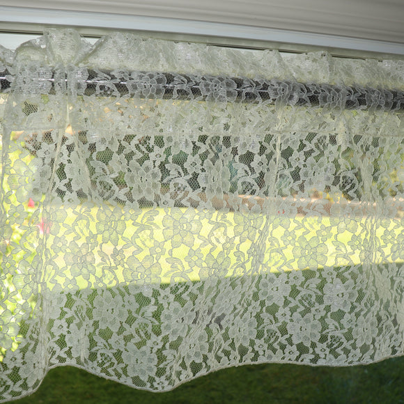 Floral Lace Window Valance 58 Inch Wide Ivory
