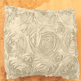 Satin Rosette Decorative Throw Pillow/Sham Cushion Cover Ivory