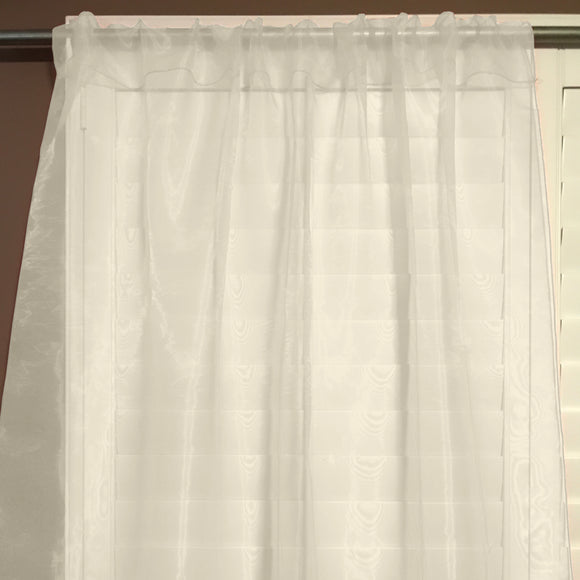 Sheer Tinted Organza Solid Single Curtain Panel 58 Inch Wide Ivory