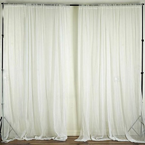 Sheer Chiffon Curtain Panel 58 Inch Wide Window Treatment Ivory