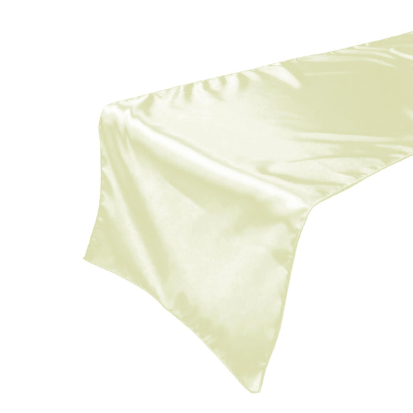 Shiny Satin Table Runner Solid Ivory