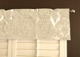 Flocked Damask Window Valance 58" Wide - Ivory on Ivory