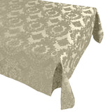 Flocking Damask Taffeta Tablecloth - Ivory on Ivory