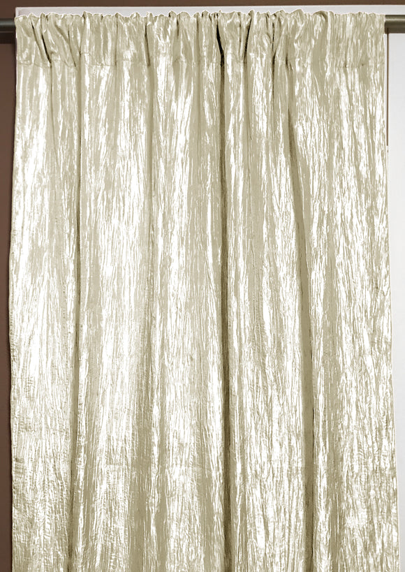 Crinkle Taffeta Crushed Pattern Single Curtain Panel 54 Inch Wide Ivory