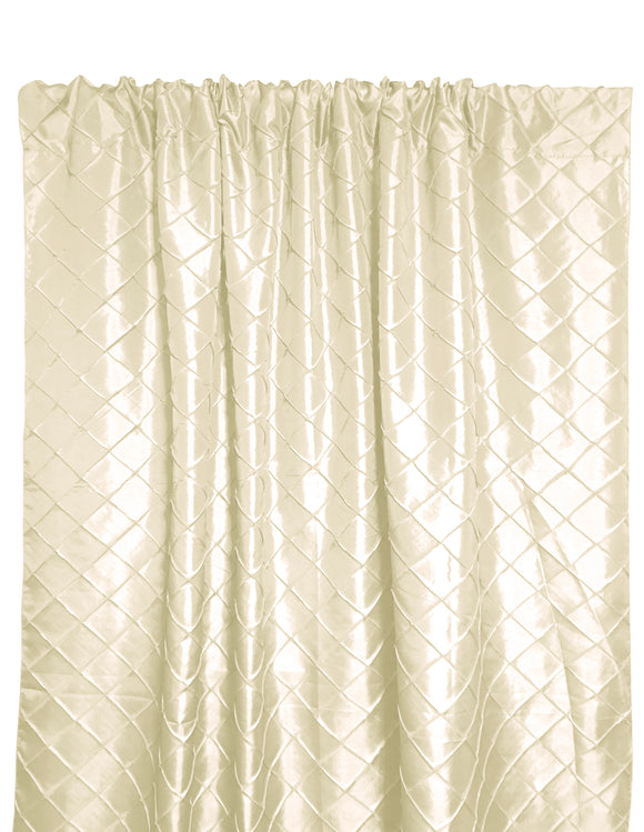 Pintuck Taffeta Cross Stitch Pattern Single Curtain Panel 54 Inch Wide Ivory