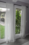 Floral Lace Window Curtain 58 Inch Wide White