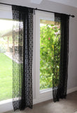 Floral Lace Window Curtain 58 Inch Wide Black