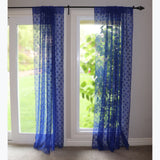 Floral Lace Window Curtain 58 Inch Wide Royal Blue