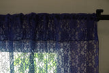 Floral Lace Window Curtain 58 Inch Wide Royal Blue