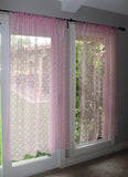 Floral Lace Window Curtain 58 Inch Wide Pink