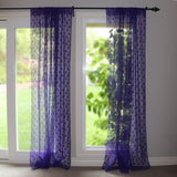 Floral Lace Window Curtain 58 Inch Wide Purple
