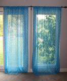 Floral Lace Window Curtain 58 Inch Wide Turquoise
