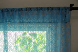 Floral Lace Window Curtain 58 Inch Wide Turquoise