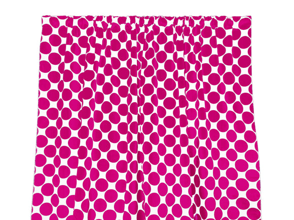 Cotton Curtain Polka Dots Print 58 Inch Wide / Large Dots Fuchsia on White