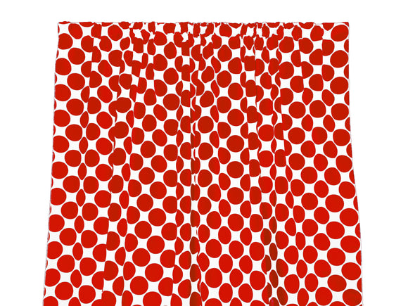 Cotton Curtain Polka Dots Print 58 Inch Wide / Large Dots Red on White
