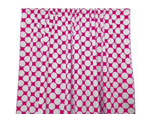 Cotton Curtain Polka Dots Print 58 Inch Wide / Large Dots White on Fuchsia