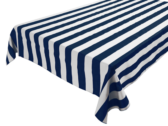 Cotton Tablecloth Stripes Print / 2 Inch Wide Stripe Navy