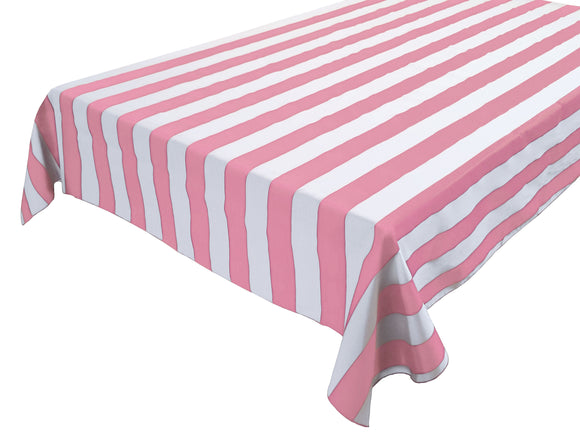 Cotton Tablecloth Stripes Print / 2 Inch Wide Stripe Pink