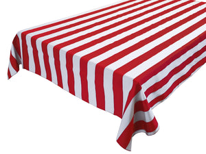 Cotton Tablecloth Stripes Print / 2 Inch Wide Stripe Red