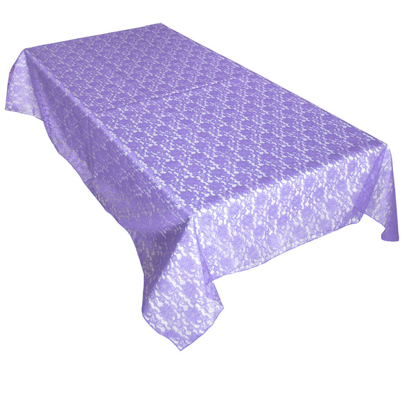 Sheer Lace Tablecloth Overlay Wedding and Party Decoration Lavender