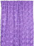 Satin Rosette 3D Pop up Flower Single Curtain Panel 54 Inch Wide - Lavender