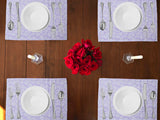 Botanic Flower Pattern Cotton Dinner Table Placemats Holiday Home Decoration 13" x 19" (Pack of 4)