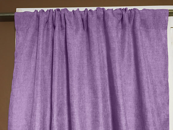 Faux Burlap Texture Polyester Solid Single Curtain Panel 58 Inch Wide Lavender