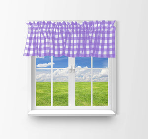 Cotton Gingham Checkered Window Valance 58" Wide Lavender