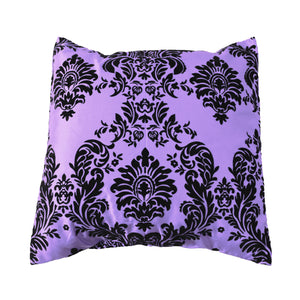 Flocked Damask Decorative Throw Pillow/Sham Cushion Cover Black on Lavender