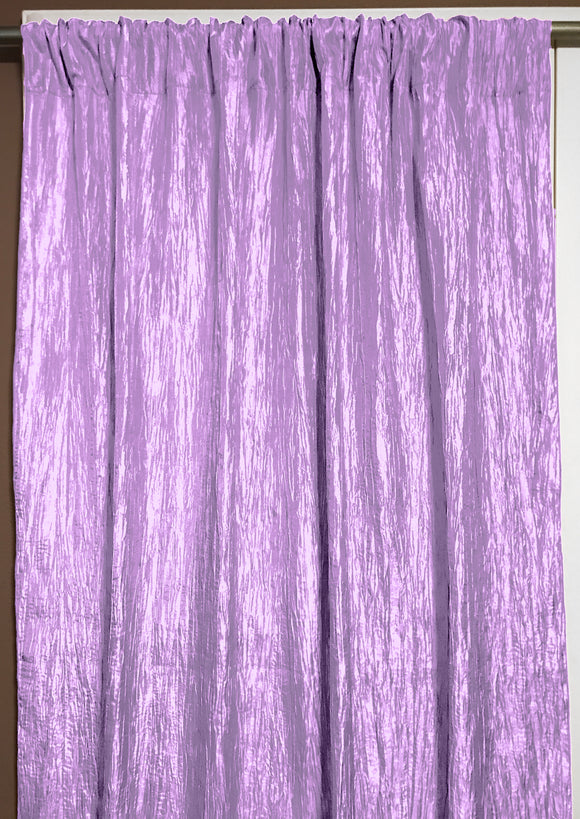 Crinkle Taffeta Crushed Pattern Single Curtain Panel 54 Inch Wide Lavender