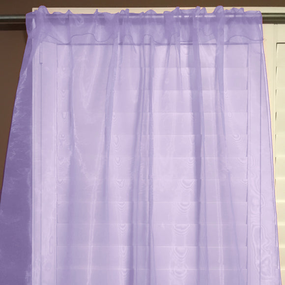 Sheer Tinted Organza Solid Single Curtain Panel 58 Inch Wide Lavender