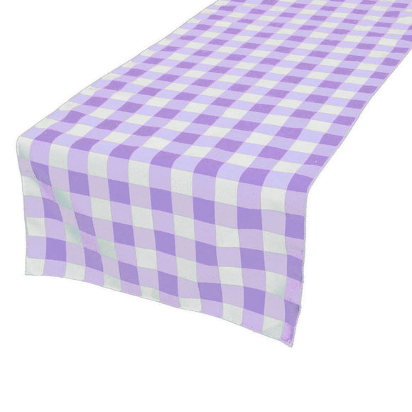 Cotton Print Table Runner Gingham Checkered Lavender