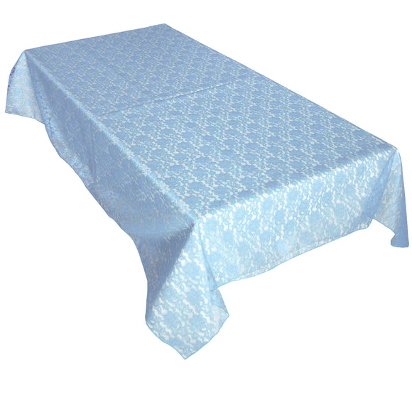 Sheer Lace Tablecloth Overlay Wedding and Party Decoration Light Blue