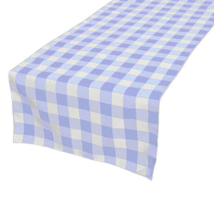 Cotton Print Table Runner Gingham Checkered - Light Blue