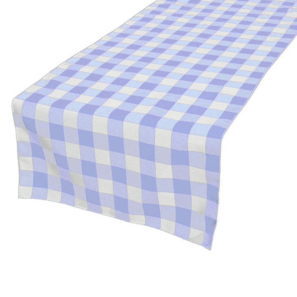 Cotton Print Table Runner Gingham Checkered Light Blue