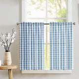 Cotton Gingham Checkered Print Café Tier Curtains Window Treatment Kitchen Home Décor