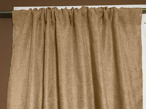Faux Burlap Texture Polyester Solid Single Curtain Panel 58 Inch Wide Light Gold