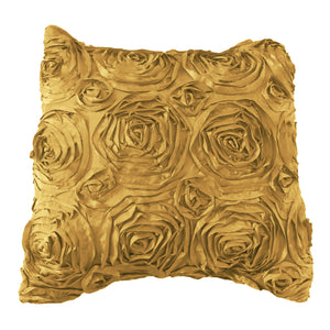 Satin Rosette Decorative Throw Pillow/Sham Cushion Cover Light Gold