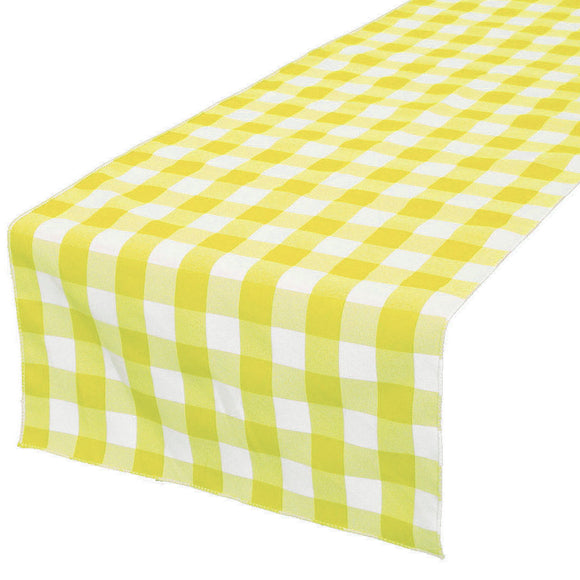 Poplin Table Runner Gingham Checkered Light Yellow