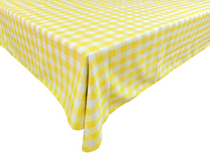 Polyester Poplin Gaberdine Durable Tablecloth Gingham Checkered Plaid Light Yellow